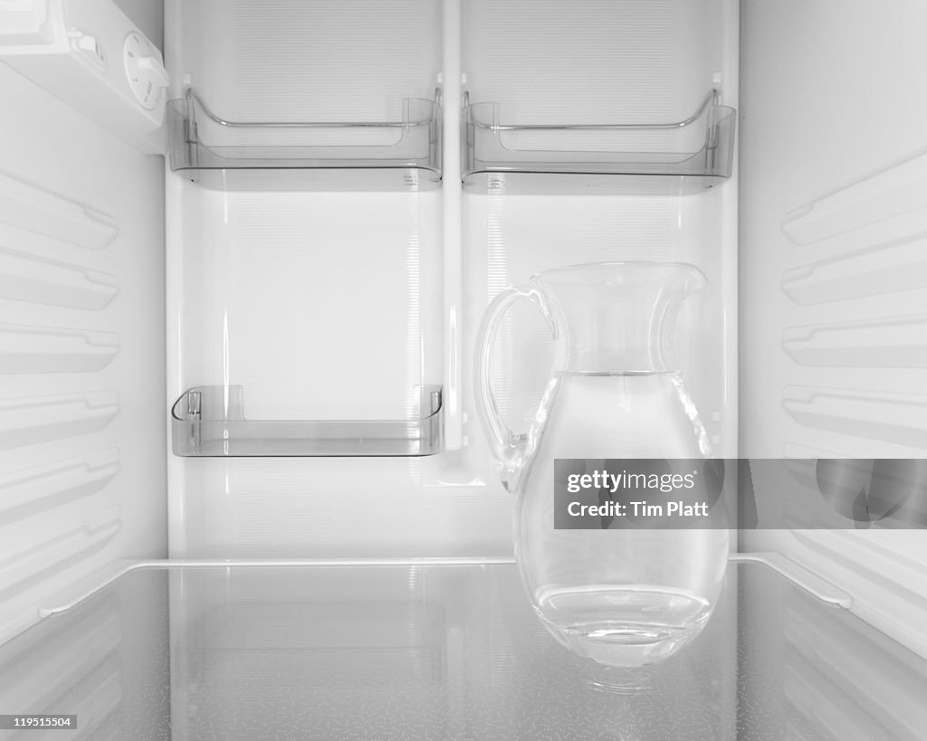 Jug of water inside a fridge.