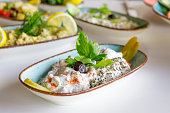 Haydari Meze With Yoghurt on a Dining Table