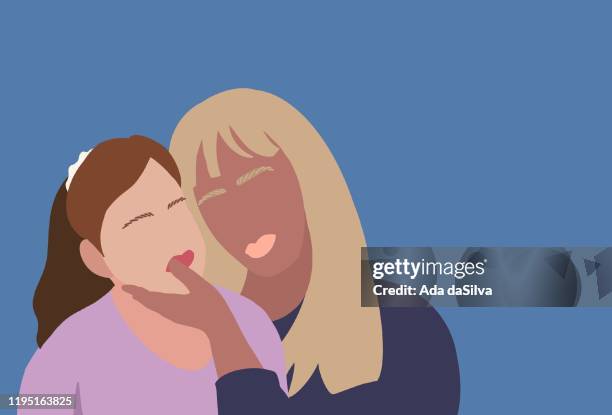 young lgbtq+ millennial couple loving each other - asian lesbians kiss stock illustrations