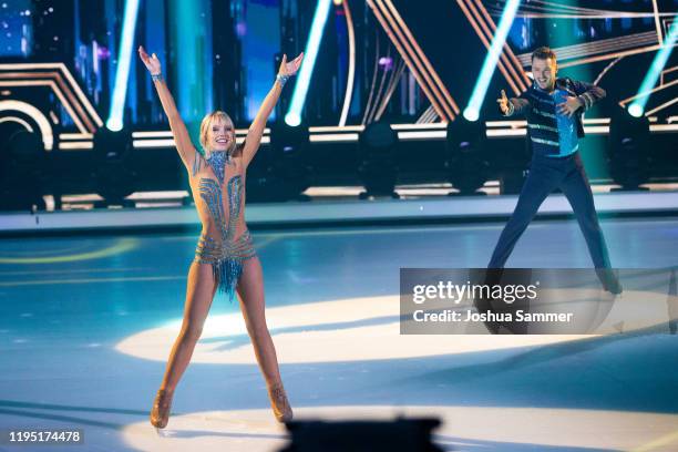 Lina Larissa Strahl and Joti Polizoakis perform during the finals of the television show "Dancing On Ice" on December 20, 2019 in Cologne, Germany.