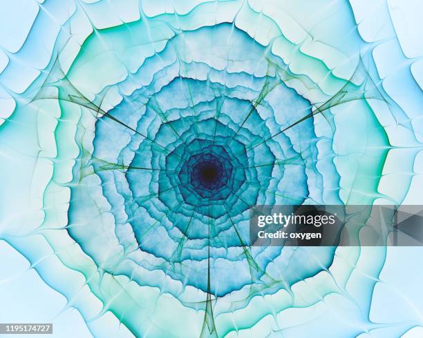 flower abstract tender glowing teal blue aqua fractal on light blue background - nature science stock pictures, royalty-free photos & images