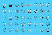 Cartoon faces for humor or comics design, Funny expressions collection. Smiling angry.
