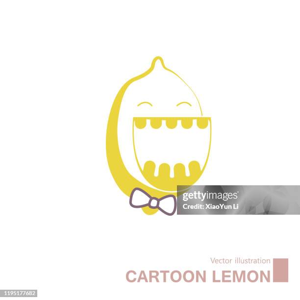 vector drawn cartoon lemon. - orange bow tie stock illustrations