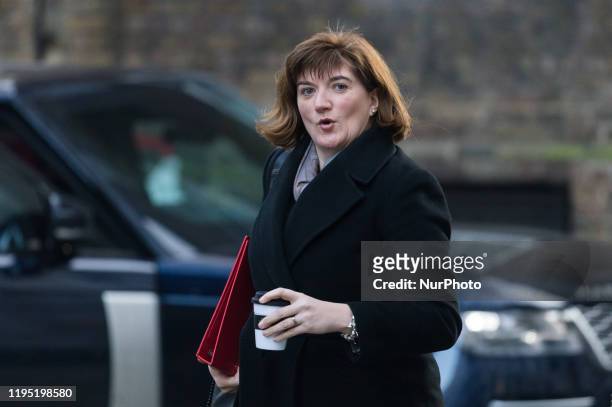 Secretary of State for Digital, Culture, Media and Sport Baroness Nicky Morgan attends a weekly Cabinet meeting in Downing Street in central London...