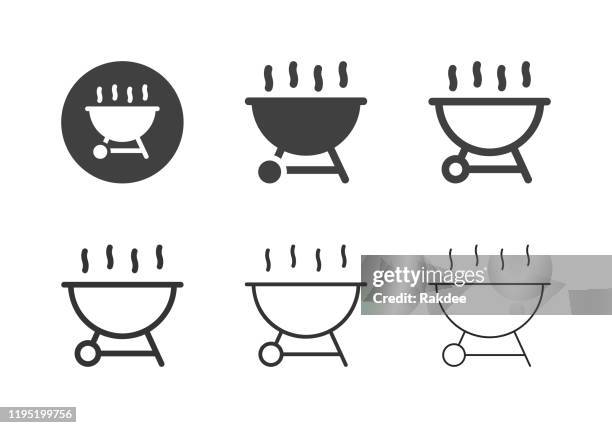 barbecue grill icons - multi series - smoked stock illustrations