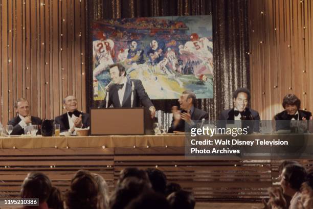 Frank Gorshin, Ernest Borgnine, Norm Crosby, Howard Cosell, OJ Simpson, Joe Namath appearing on the ABC tv series 'Wide World of Entertainment'...