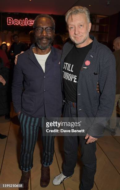 Gary Beadle and Jasper Britton attend the press night after party for "The Sunset Limited" at The Boulevard Theatre on January 21, 2020 in London,...