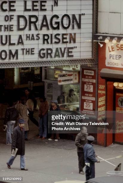 Times Square 1970s movie theater appearing on the ABC tv series 'ABC News Closeup' episode 'Sex for Sale: The Urban Battleground'.