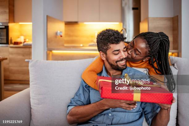 couple in love celebrating birthday - girlfriend gift stock pictures, royalty-free photos & images