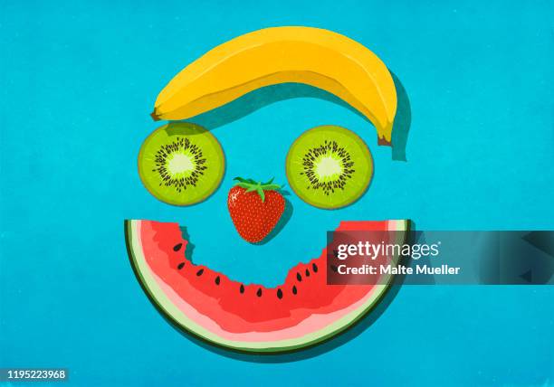 fruit smiley face - slice of food stock illustrations