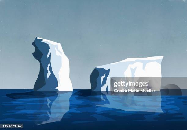 illustrations, cliparts, dessins animés et icônes de icebergs in sea - berg