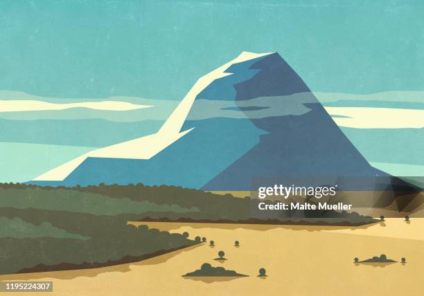 sunny, scenic view mountain landscape - tal stock-grafiken, -clipart, -cartoons und -symbole