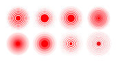 A set of pain circles. Pain circles. Red circles. The symbol of pain.