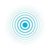 Radio signal. Blue rings. Sound wave. Circles.