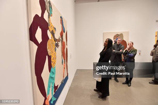 General atmosphere at the Boston ICA Opening Reception of works by Tschabalala Self and Carolina Caycedo sponsored by Max Mara at ICA Boston on...