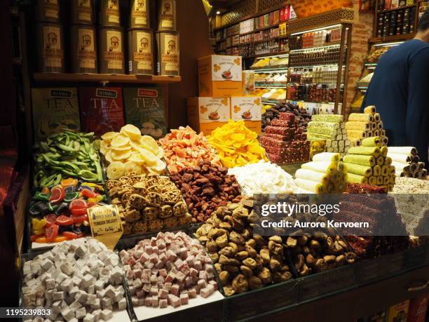 dried fuits in egyptian market in istanbul - confectioner stock pictures, royalty-free photos & images