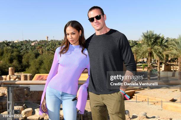 Joan Smalls and Armie Hammer attend the MDL Beast Festival Lunch at the historical city of Diriyah on December 21, 2019 in Riyadh, Saudi Arabia.