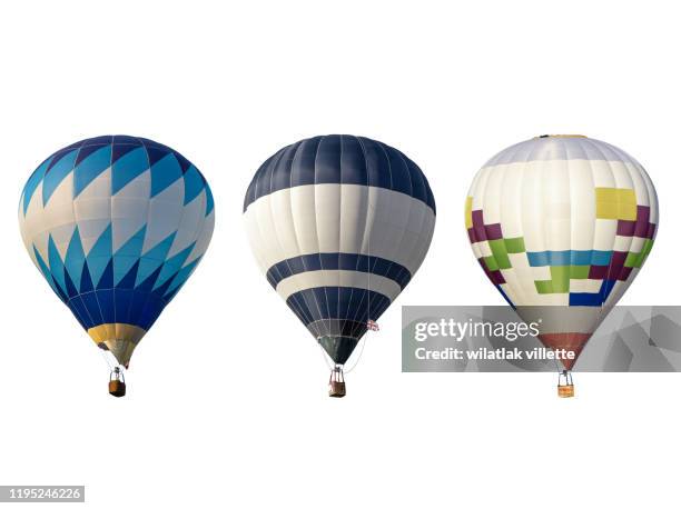 group hot air balloon on white background - hot air balloon stock pictures, royalty-free photos & images