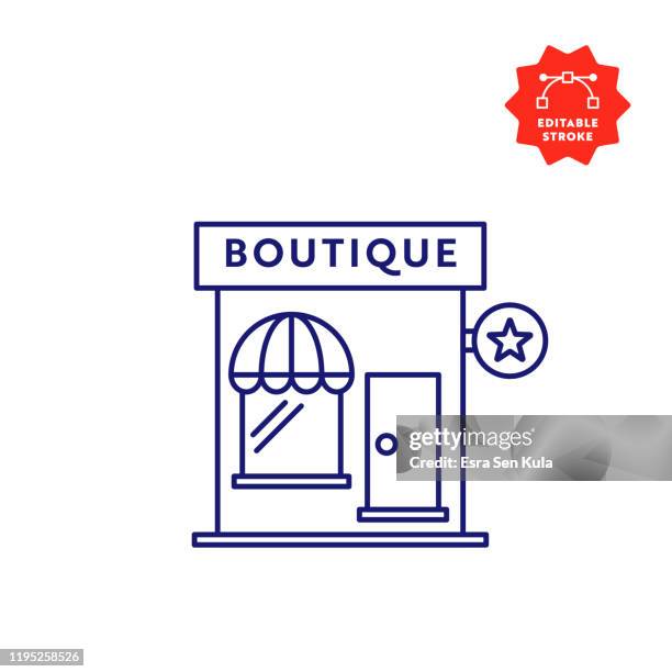 ilustraciones, imágenes clip art, dibujos animados e iconos de stock de icono de línea boutique con trazo editable y píxel perfecto. - tienda outlet