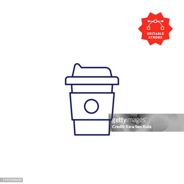 ilustrações de stock, clip art, desenhos animados e ícones de take away coffee cup line icon with editable stroke and pixel perfect. - coffee take away cup simple