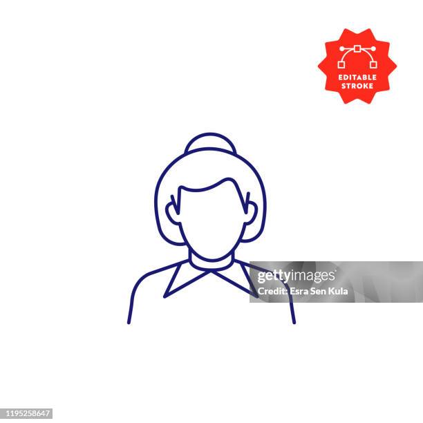 secretary line icon with editable stroke and pixel perfect. - it worker portrait stock illustrations