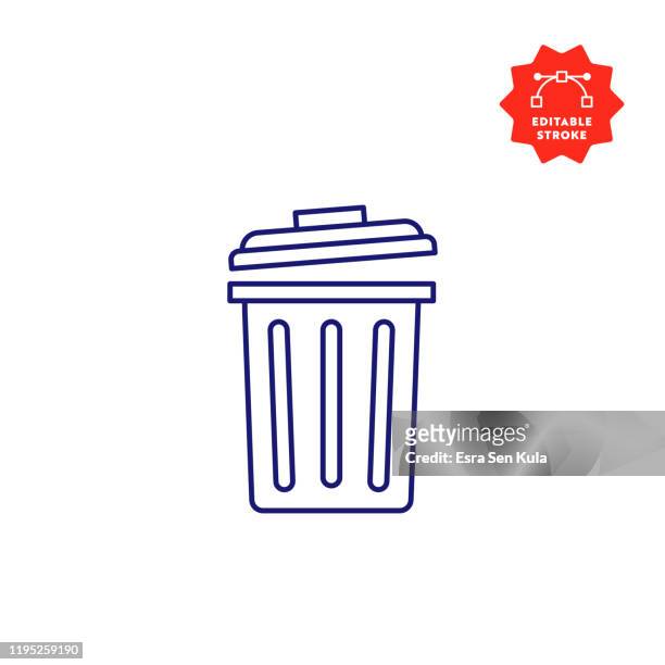 garbage line icon mit bearbeitbarem strich und pixel perfekt. - umweltverschmutzung stock-grafiken, -clipart, -cartoons und -symbole