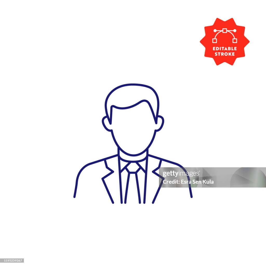 Manager Line Icon with Editable Stroke and Pixel Perfect.