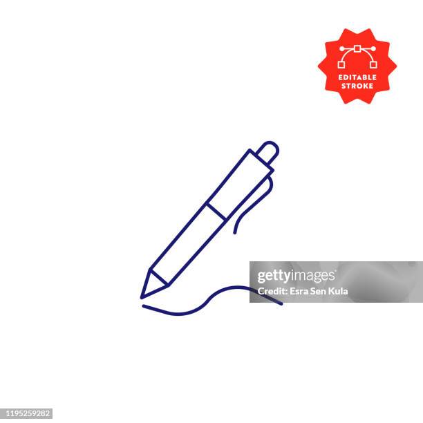 illustrazioni stock, clip art, cartoni animati e icone di tendenza di icona linea penna con tratto modificabile e pixel perfetto. - pen writing