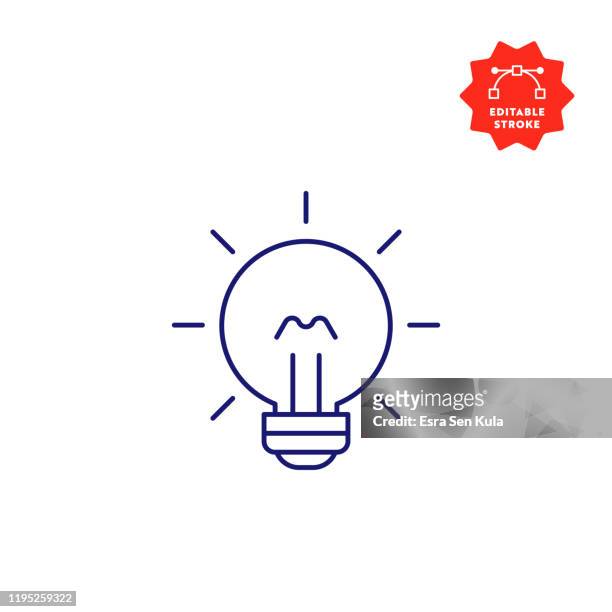 glühbirne linie icon mit editierbaren strich und pixel perfekt. - glühbirne stock-grafiken, -clipart, -cartoons und -symbole