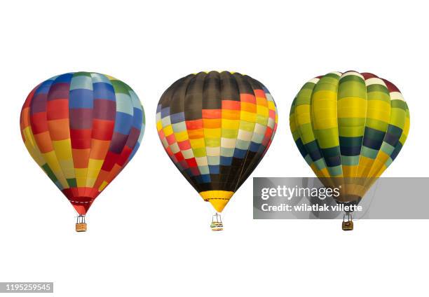 group hot air balloon on white background - heissluftballon stock-fotos und bilder