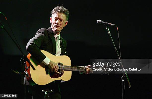 Singer Lyle Lovett of Lyle Lovett & His Accoustic Group performs at Villa Arconati on July 21, 2011 in Bollate, Italy.