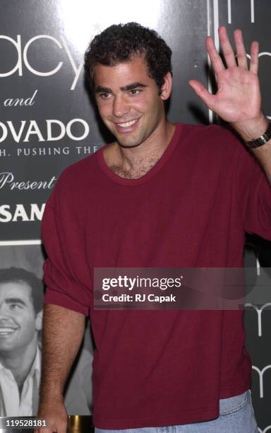 Pete Sampras during Pete Sampras in store appearance to launch the new Movado SE watch at Macy's Herald Square in New York City, New York, United...