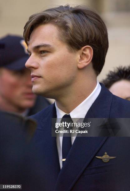 Leonardo DiCaprio during Movie Set: "Catch Me If You Can", directed by Steven Spielberg at 50th Street & Park Avenue in New York City, New York,...