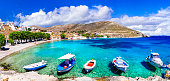 Amazing Greece  - Kalymnos island, charming Vlichadia village and beach with crystal sea.