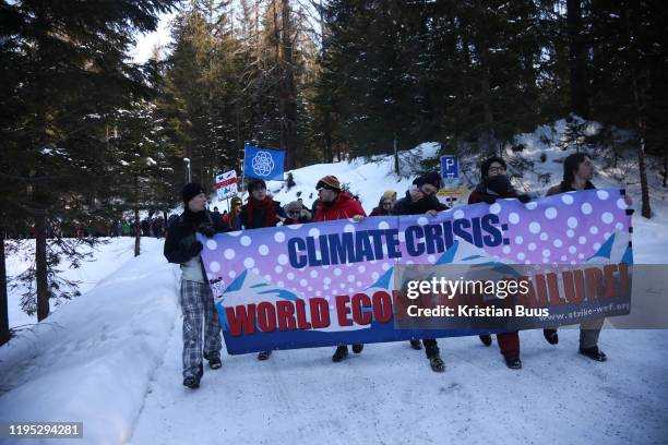 The third and last day of the Strike WEF march on Davos on 21st of January 2020 in Davos, Switzerland. The authorities had refused permission for the...