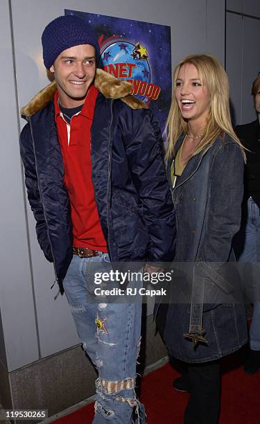 Justin Timberlake & Britney Spears during Super Bowl XXXVI - Britney Spears & Justin Timberlake Host Super Bowl Fundraiser at Planet Hollywood Times...