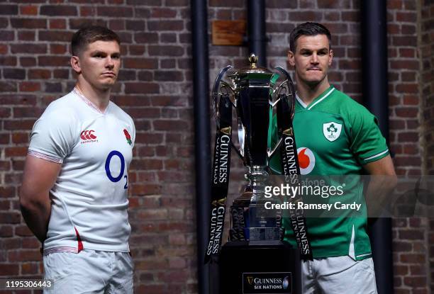 London , United Kingdom - 22 January 2020; Captains Owen Farrell of England, left, and Jonathan Sexton of Ireland during the Guinness Six Nations...