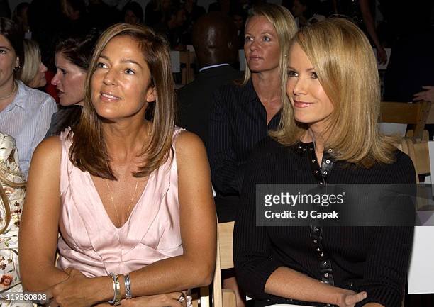Kelly Klein and Blaine Trump during Mercedes-Benz Fashion Week Spring 2004 - Badgley Mischka - Front Row and Backstage at Josephine Tent, Bryant Park...