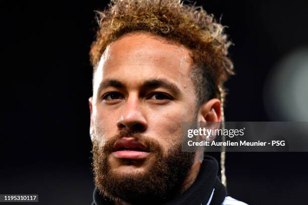 Neymar Jr of Paris Saint-Germain looks on during warmup before the Ligue 1 match between Paris Saint-Germain and Amiens SC at Parc des Princes on...