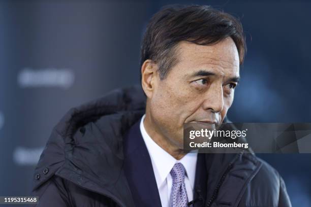 Takeshi Niinami, president and chief executive officer of Suntory Holdings Ltd., pauses during a Bloomberg Television interview on day two of the...