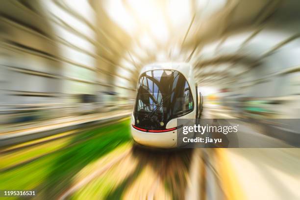 wuhan rail transit, light rail line 1. - lightrail stock-fotos und bilder