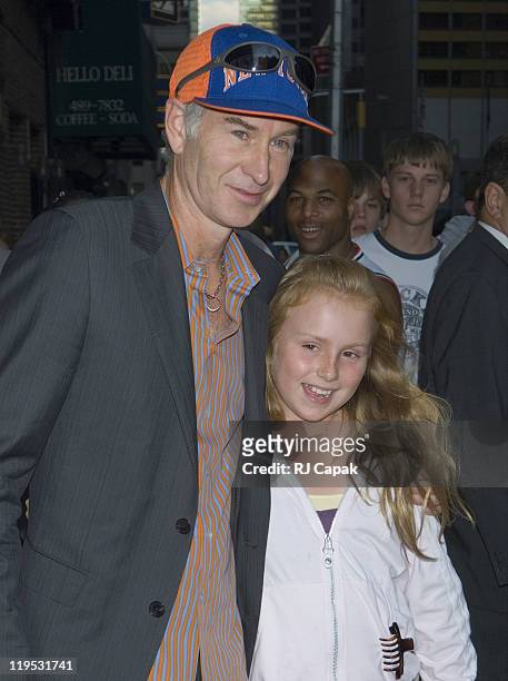 John McEnroe and his daughter Ava during John McEnroe and Artie Lang Visit the "Late Show with David Letterman" - August 24, 2006 at Ed Sullivan...