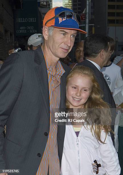 John McEnroe and his daughter Ava during John McEnroe and Artie Lang Visit the "Late Show with David Letterman" - August 24, 2006 at Ed Sullivan...