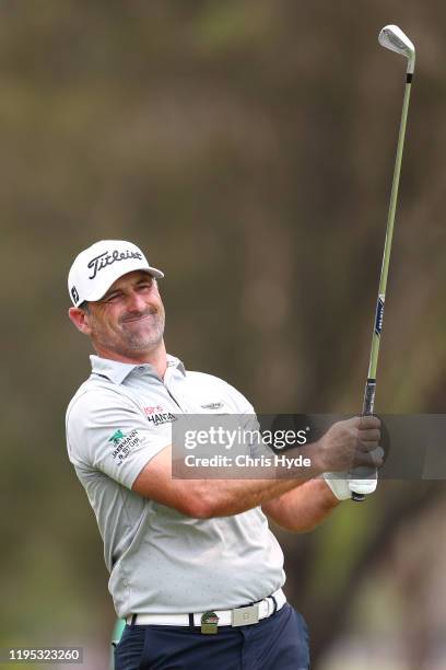 Michael Hendry of New Zealand plays a shot during day four of the PGA Championships at RACV Royal Pines on December 22, 2019 in Gold Coast, Australia.