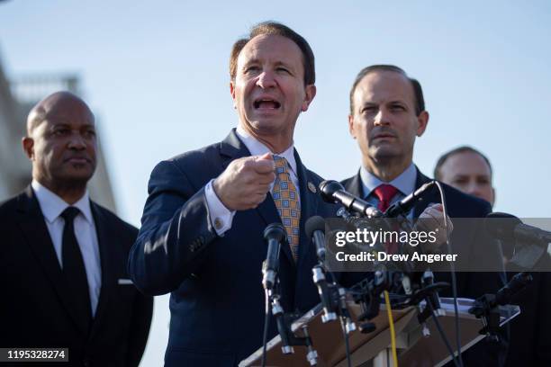 Indiana Attorney General Curtis Hill, Louisiana Attorney General Jeff Landry and South Carolina Attorney General Alan Wilson speak during a press...