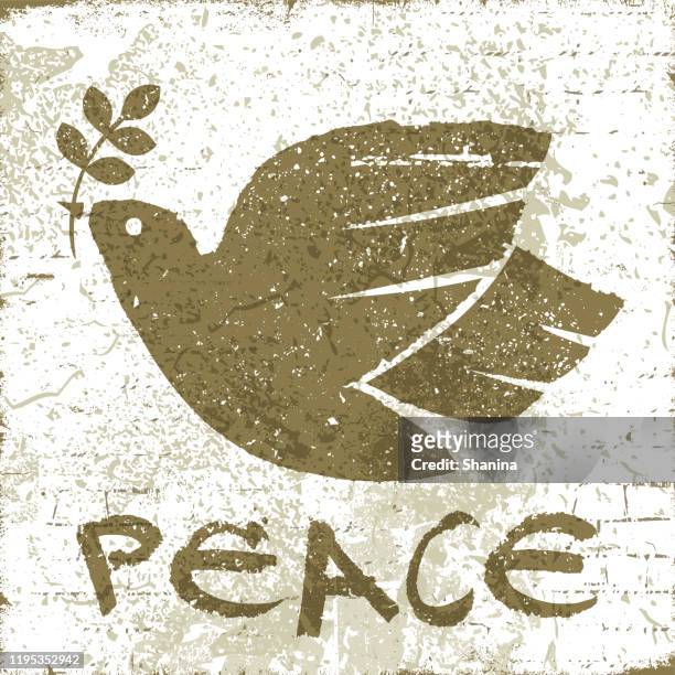 bildbanksillustrationer, clip art samt tecknat material och ikoner med fredsduva på en vägg - peace dove