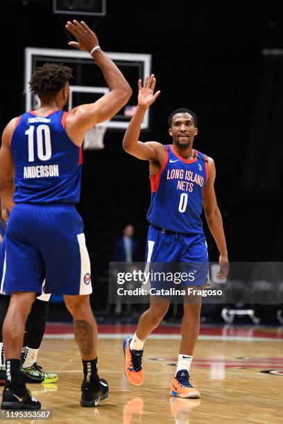 Long Island, NY Jeremiah Martin and Justin Anderson of the Long Island Nets react during an NBA G-League game against the South Bay Lakers on January...