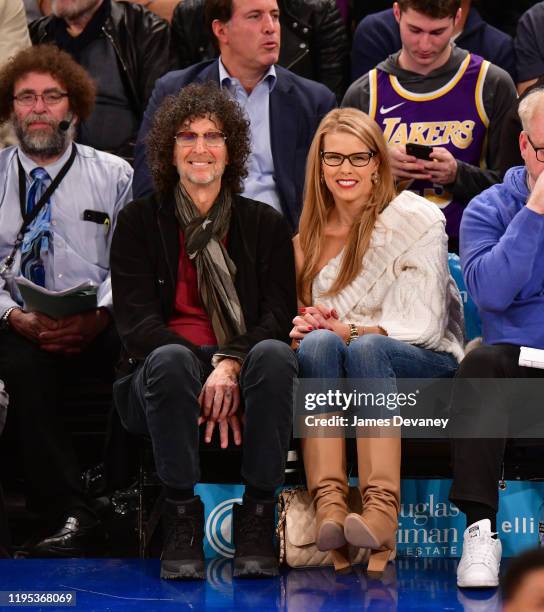 Howard Stern and Beth Ostrosky Stern attend Los Angeles Lakers v New York Knicks game at Madison Square Garden on January 22, 2020 in New York City.