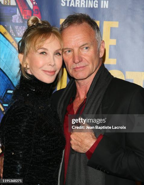 Sting and Trudie Styler attend the The Last Ship Opening Night Performance held at Ahmanson Theatre on January 22, 2020 in Los Angeles, California.
