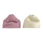 Two soft bag chair are lilac and white on a white background. 3d rendering
